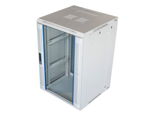 Glass door, white - System Z, 19” wall cabinet, 18U, 600x600