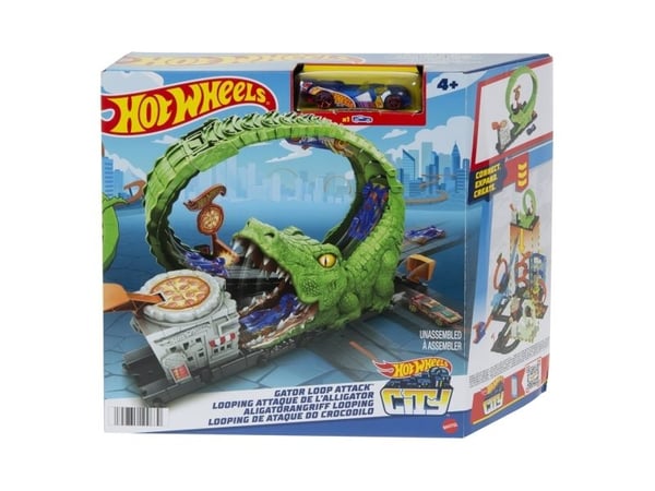 Hot Wheels City Gator Loop Attack, lekesett, Kjøretøy og banesett, 4 år, Plast, Flerfarget