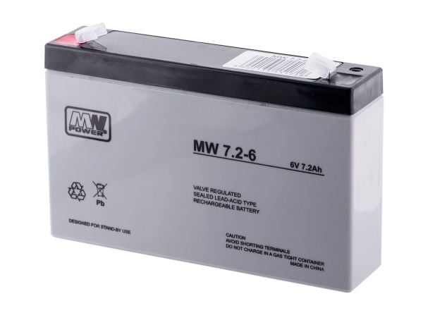 MW Power Pb 12V 0,8Ah vedlikeholdsfri (vekt 0,57 kg, maks lad 0,2 A, maks utlad 7 A)