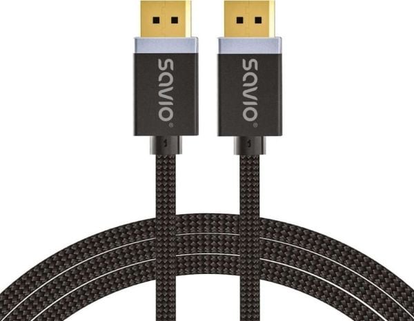 Savio DisplayPort cable 1 m Black CL-165, 1 m, DisplayPort, DisplayPort, Hankjønn, Hankjønn, 7680 x 4320 piksler