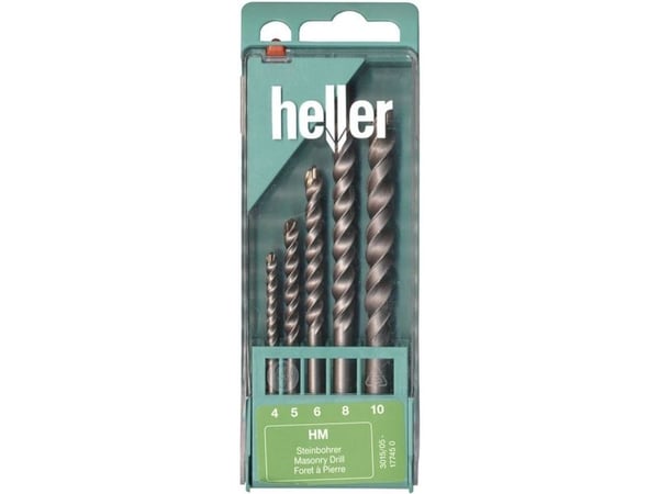 Heller 17745 0 stenspiralborrsats, 5 delar 4/5/6/8/10 mm, cylindrisk skaft, 1 set