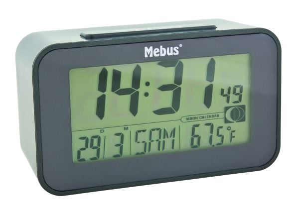Mebus 51460, Digital väckarklocka, Antracit, F,°C, LCD, 2 linjer, 120 mm