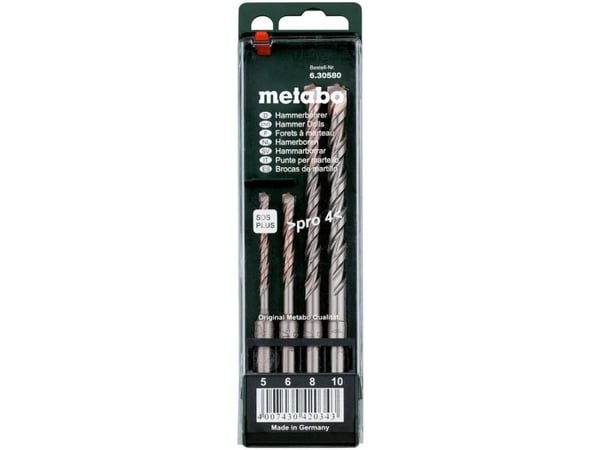 Metabo 630580000, Rotasjons hammer, For murverk, Høyrehåndsrotasjon, SDS Plus, 5, 6, 8, 10 mm, Sølv