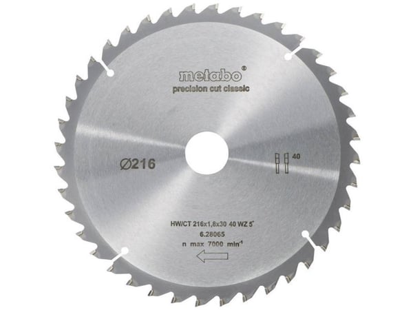 Metabo 628065000, Tre, 21,6 cm, 3 cm, Høy-Hastighets Stål (HHS), 1,8 mm, Metabo