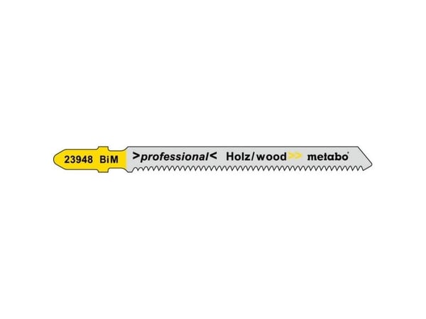 Metabo 623948000, Stiksagblad, Hardtre, Laminat, Laminerte plater, Mykt tre, Bimetall, Grå, Gul, 7,4 cm, 1,7 mm
