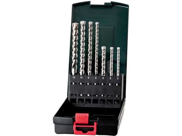 Metabo 626245000, Rotasjons hammer, Drill bit set, SDS Plus, 7 stykker, Ø5 x 115 mm Ø6 x 115 mm Ø8 x 115 mm Ø6 x 165 mm Ø8 x 165 mm Ø10 x 165 mm Ø1...
