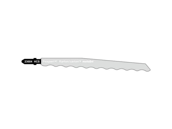 Metabo 623684000, Stikksagblad, Fotoark kartong, Lær, Isopor, Gummi, High Carbon Steel (HCS), Sort, Grå, 12,6 cm, 1 mm