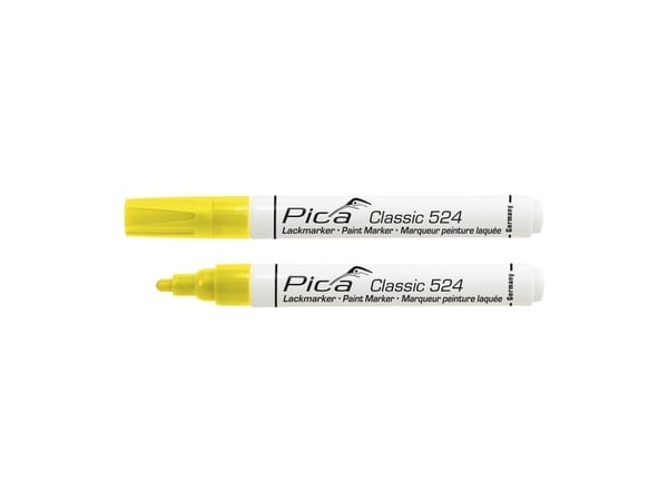 Pica mærkepen gul - Classic Industry paint marker m/rund spids 2-4 mm