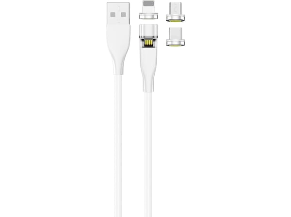 2GO 797317, 1 m, USB B, USB C/Micro-USB B/Lightning, Valkoinen
