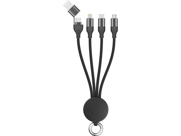 2GO 797363, USB A/USB C, USB C/micro-USB B/Lightning, Sort