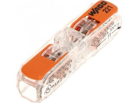 Wago 221-2411, Orange, Transparent, Honkoppling, Rak, Polykarbonat, 24/16, Koppar