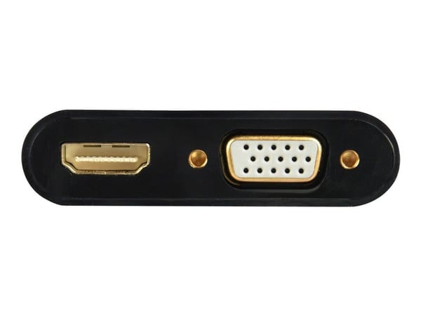 Cablexpert - Video adapter - HD-15 (VGA) hann til HD-15 (VGA), minijakk, HDMI, Micro-USB type B hunn - 15 cm - svart - tommelskruer, 1080p-støtte