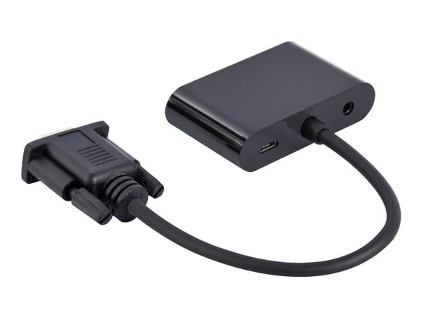 Cablexpert - Video adapter - HD-15 (VGA) hann til HD-15 (VGA), minijakk, HDMI, Micro-USB type B hunn - 15 cm - svart - tommelskruer, 1080p-støtte