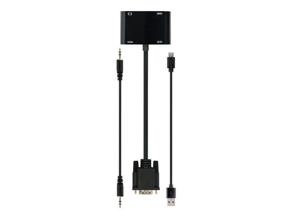 Cablexpert - Video adapter - HD-15 (VGA) hann til HD-15 (VGA), minijakk, HDMI, Micro-USB type B hunn - 15 cm - svart - tommelskruer, 1080p-støtte
