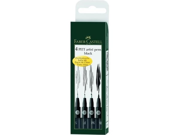 Faber-Castell PITT artist - Børstepenn- og finlinjersett - permanent - svart - fargeblekk