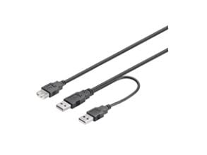 DELTACO USB2-16 - USB-kaapeli - USB (naaras) - USB (uros) - 30 cm