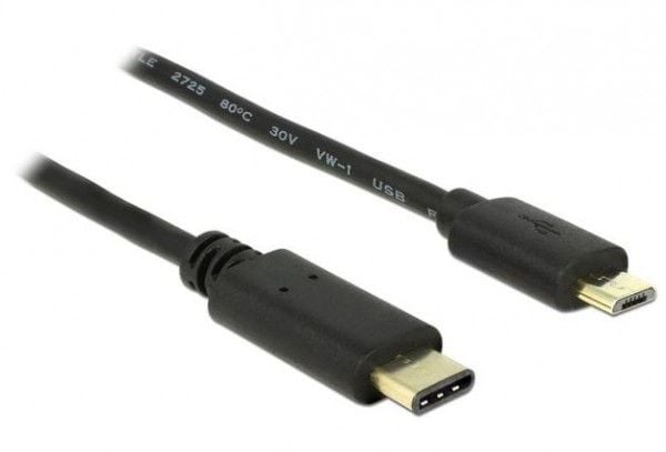 Delock - USB-kabel - 24 pin USB-C (hann) til Micro-USB type B (hann) - USB 2.0 - 3 A - 2 m - svart