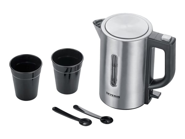 SEVERIN WK 3647 Mini Travel - Kjele - 0.5 liter - 1.1 kW - børstet rustfritt stål / svart