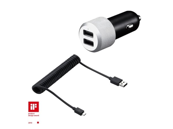 JustMobile Highway Max - Autovirtasovitin - 2,1 A - 2 lähtöliitäntää (USB) - kaapelissa: Micro-USB