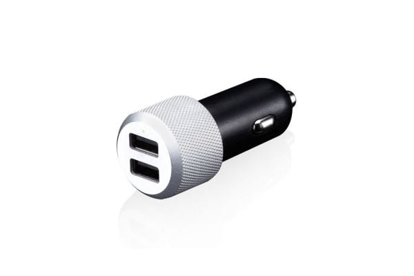 JustMobile Highway Max - Autovirtasovitin - 2,1 A - 2 lähtöliitäntää (USB) - kaapelissa: Micro-USB