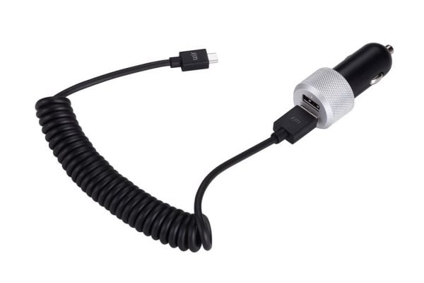 JustMobile Highway Max - Autovirtasovitin - 2,1 A - 2 lähtöliitäntää (USB) - kaapelissa: Micro-USB