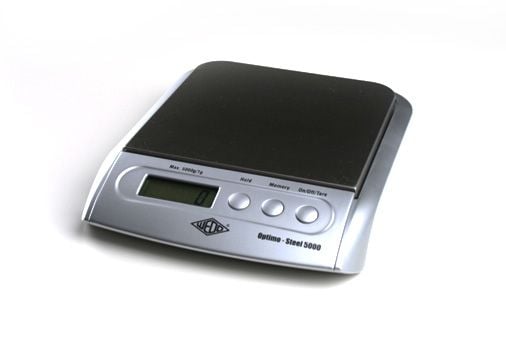WEDO Elektronisk universalvekt Optimo Steel 5000 Belastningskapasitet: 5 kg, svart-sølv, rustfritt stål, LCD-display (48 5154)