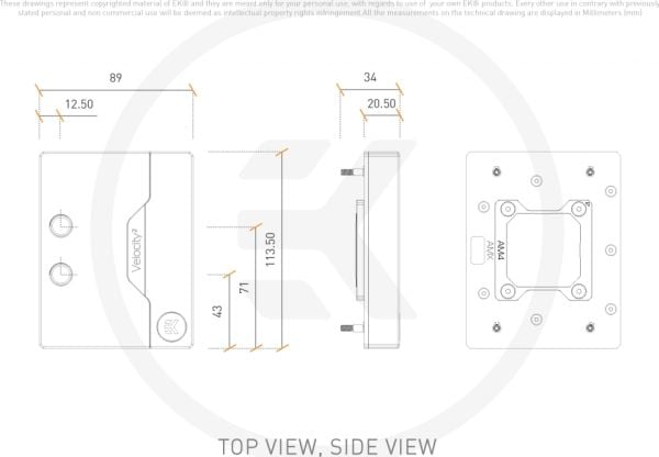 EkWaterBlocks EK-Quantum Velocity² D-RGB - Væskeklølt system CPU-vannblokk - (for: AM5) - forniklet kobbersokkel og akrylglass