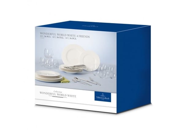 Villeroy & Boch Wonderful World White 4 Friends 36, 4 person(er), Porselen, Hvit, 36 stykker