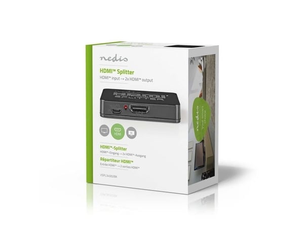 Nedis - Video/lyd-splitter - 2 x HDMI - stasjonær