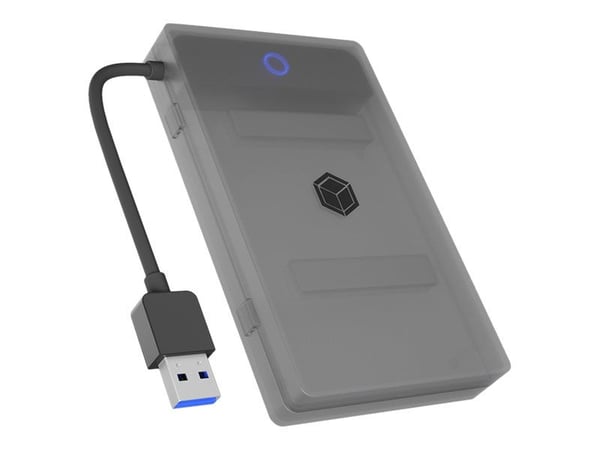 ICY BOX IB-AC603b-U3 - Drevkabinett - plasthus - 2.5" - SATA 6Gb/s - USB 3.2 (Gen 1) - antrasitt/svart