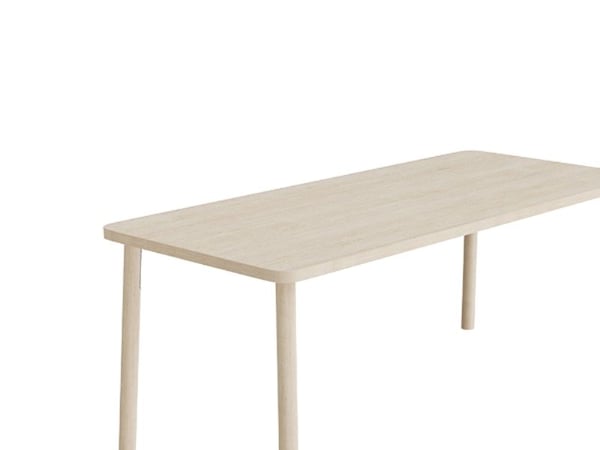 Bord Add Wood 590 1800x800 mm Højde 720 mm med lyddæmpende hvidpigmenteret eg laminat, massivt træben
