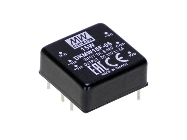 Mean Well DKMW15G-15 DC/DC-automuunnin 48 V 15 V 0,5 A 15 W Lähtöjen määrä: 2 x Sisältö 1 kpl