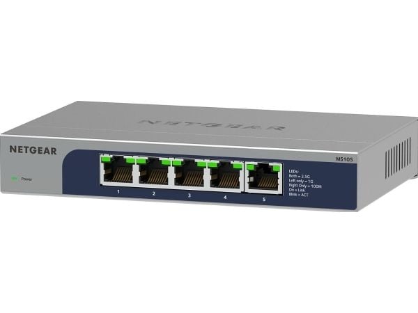 NETGEAR MS105 - Kytkin - hallitsematon - 5 x 100/1000/2.5G - työpöytä, seinään kiinnitettävä