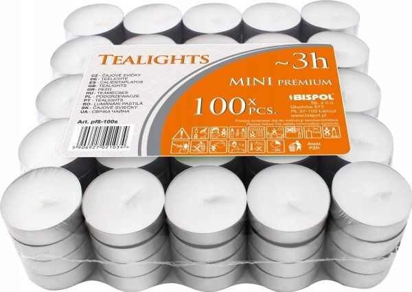 Bispol duftfrie tealight-varmere BISPOL 3H MINI 100 stk.