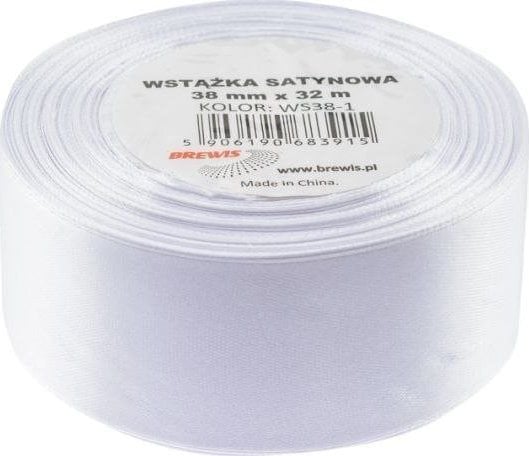 Brewis satengbånd hvit 38 mm x 32 m