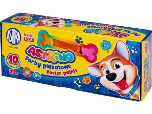 Astra plakatfarger Astrino — 10 farger, 20 ml (6 stk) Astra plakatfarger Astrino — 10 farger, 20 ml (6 stk)