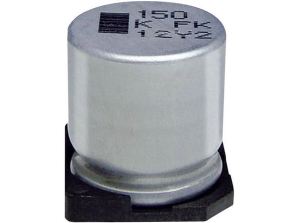 Panasonic EEVFK1V152M, Fast kondensator, Aluminium, Overflate, Sylindriske, Sølv, DC