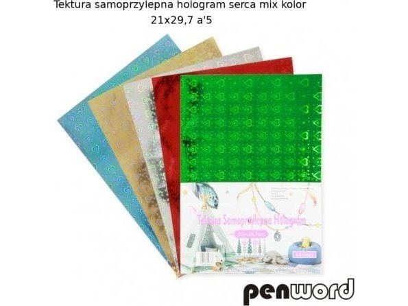 Penword selvklebende papphologram av et hjerte miksfarge 21x29,7 A5 Penword FAIR