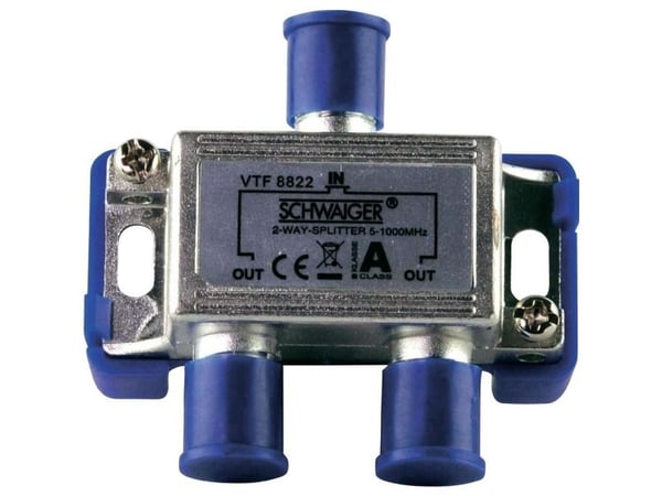Schwaiger VTF8822 241, Kaapelin jakaja, 5 - 1000 MHz, Hopea, Alumiini, 1 kpl, 55 mm