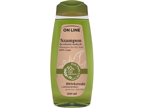 On Line From Plants With Love sjampo med BIOextract av grønn te og aloe vera 500 ml