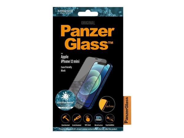 PanzerGlass - Skjermbeskyttelse for mobiltelefon - glass - 5.4" - rammefarge svart - for Apple iPhone 12 mini