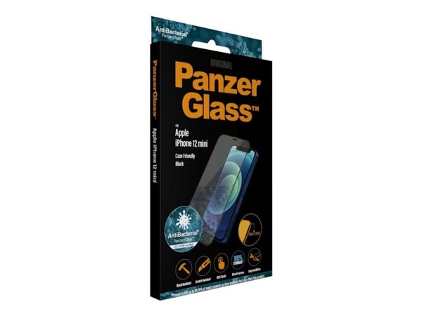 PanzerGlass - Skjermbeskyttelse for mobiltelefon - glass - 5.4" - rammefarge svart - for Apple iPhone 12 mini