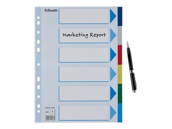 Esselte - Inndeler - 6 deler - for A4 (210 x 297 mm) - med fliker