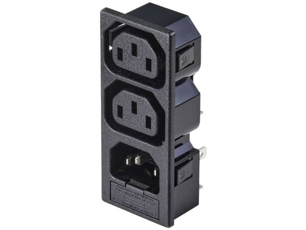 TRU COMPONENTS TC-10475852 IEC-pistoke Liitäntä, uppoasennettava pystysuora, Pistoke, uppoasennettava pystysuora Napojen kokonaismäärä: 3 10 A Must...