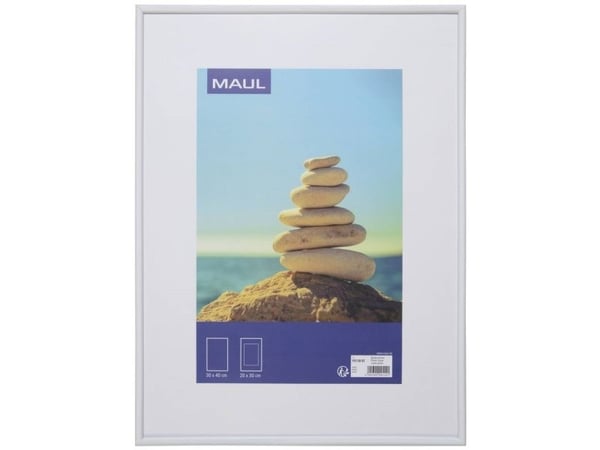 MAUL 1935802, Enkel bilderamme, MDF, Plast, Polykarbonat (PC), Hvit, Vegg, 30 x 40 cm, Rektangulær