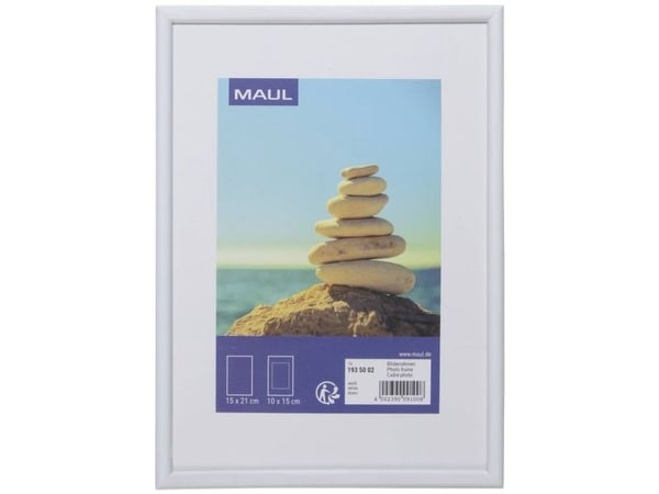 MAUL 1935002, Enkel bilderamme, MDF, Plast, Polykarbonat (PC), Hvit, Bord, 15 x 21 cm, Rektangulær