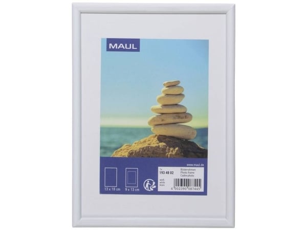 MAUL 1934802, Enkel bilderamme, MDF, Plast, Polykarbonat (PC), Hvit, Bord, 13 x 18 cm, Rektangulær