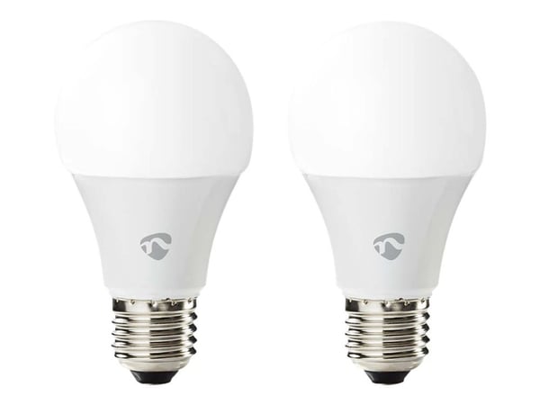 Nedis SmartLife - LED-lyspære - E27 - 9 W (ekvivalent 60 W) - klasse F - RGB/varmt til kjølig hvitt lys - 2700-6500 K - hvit (en pakke 2)