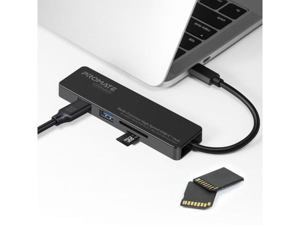 Promate LinkHub-C, USB 3.2 Gen 1 (3.1 Gen 1) Type-C, HDMI, USB 3.2 Gen 1 (3.1 Gen 1) Type-A, MicroSD (TransFlash), MicroSDHC, MicroSDXC, SD, SDHC, ...