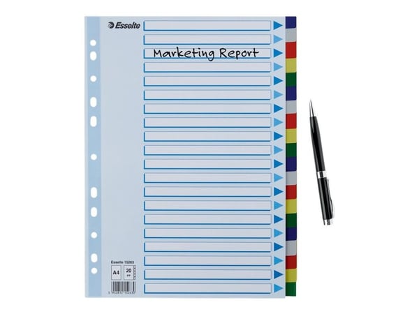 Esselte - Inndeler - 20 deler - for A4 (210 x 297 mm) - med fliker